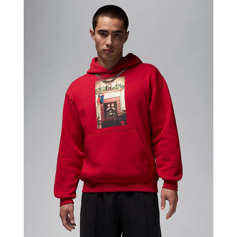 Air Jordan Jumpman "Chimney" Men's Fleece Gym Red Pullover Hoodie - L